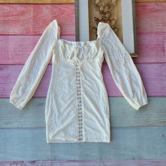 Princess Polly White Don't Be Salty Burnout Velvet Cutout Bodycon Mini Dress 6US - Picture 6 of 11